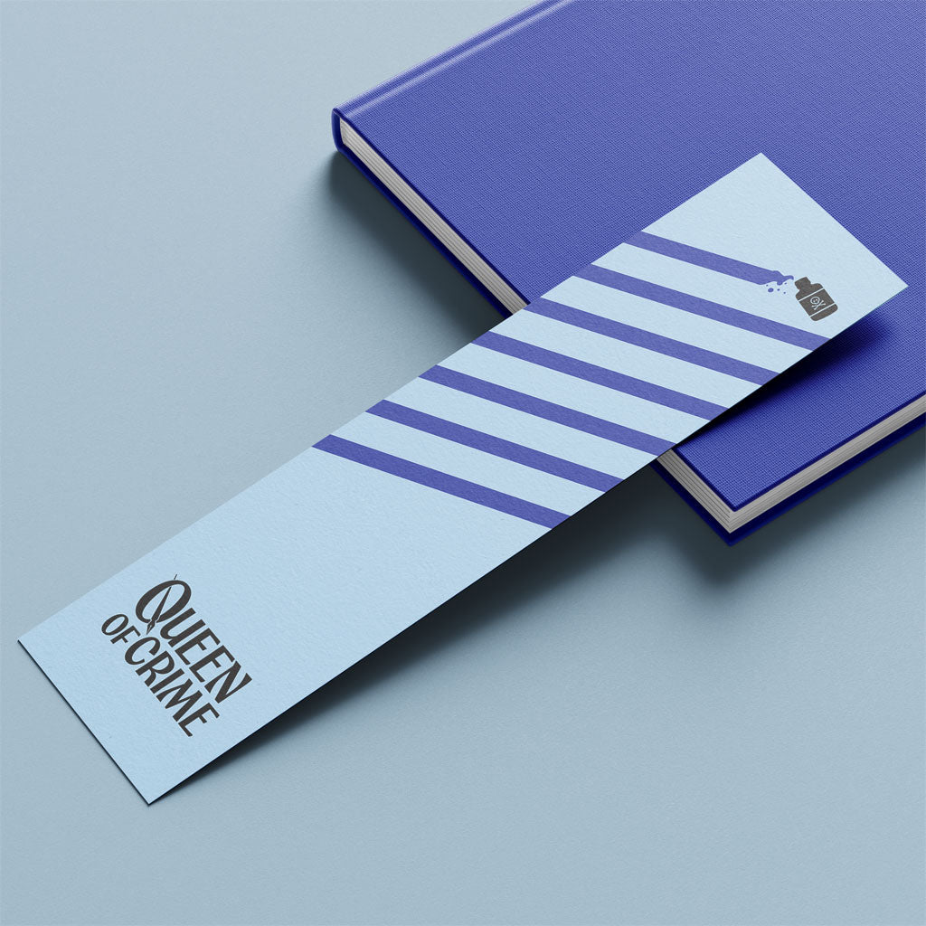 Agatha Christie 'Queen of Crime' Bookmark - Hercule Poirot Quote (Blue)