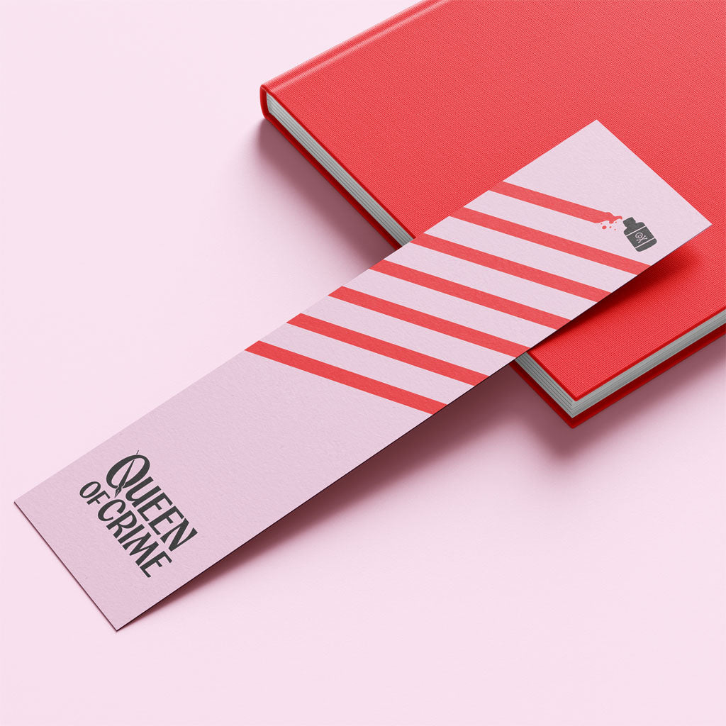 Agatha Christie 'Queen of Crime' Bookmark - Hercule Poirot Quote (Pink & Red)