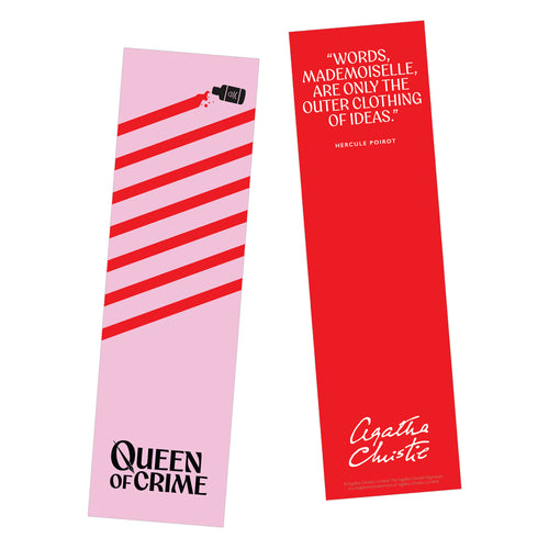Agatha Christie 'Queen of Crime' Bookmark - Hercule Poirot Quote (Pink & Red)