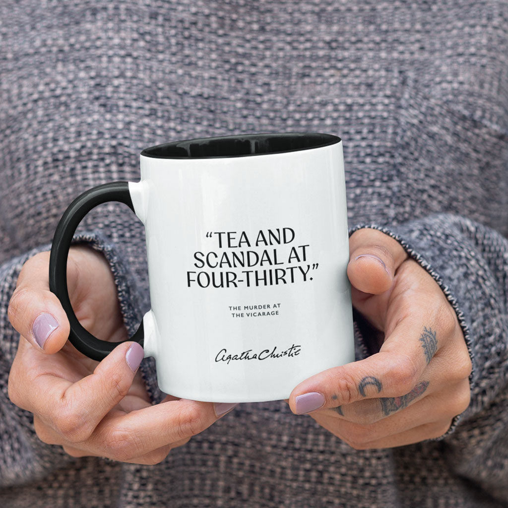 Agatha Christie 'Tea and Scandal at Four-Thirty' Mug - Ceramic (Black & White)