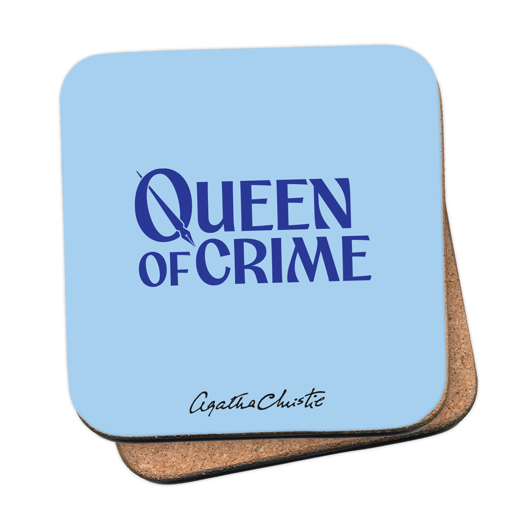 Agatha Christie 'Queen of Crime' Coaster - Cork-Backed (Blue)