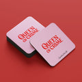 Agatha Christie 'Queen of Crime' Coaster - Cork-Backed (Pink & Red)