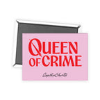 Agatha Christie 'Queen of Crime' Magnet (Red on Pink)