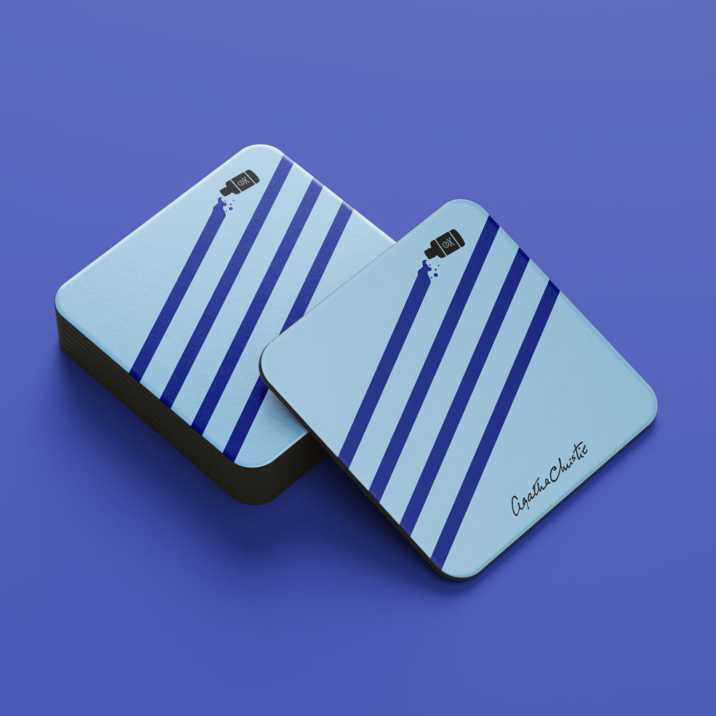 Agatha Christie 'Poison Stripes' Coaster - Cork-Backed (Blue)