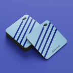Agatha Christie 'Poison Stripes' Coaster - Cork-Backed (Blue)