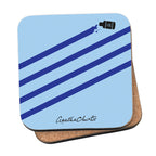 Agatha Christie 'Poison Stripes' Coaster - Cork-Backed (Blue)