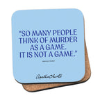 Agatha Christie 'Murder is Not a Game' Coaster - Hercule Poirot, Cork-Backed (Blue)
