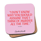 Agatha Christie 'Think of Murder' Coaster - Miss Marple, Cork-Backed (Pink & Red)