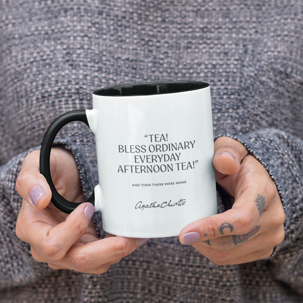Agatha Christie 'Bless Ordinary Afternoon Tea' Mug - Ceramic (Black & White)