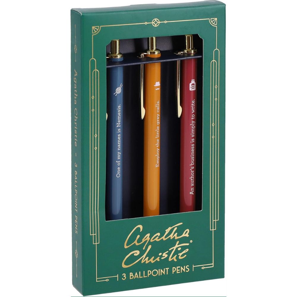 Chronicle Books Agatha Christie Pen Set – 3 Ballpoint Pens